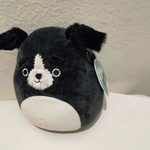 Kellytoy Squishmallow Paulie the Black and White Dog 8" Cute Plush Puppy NWT.